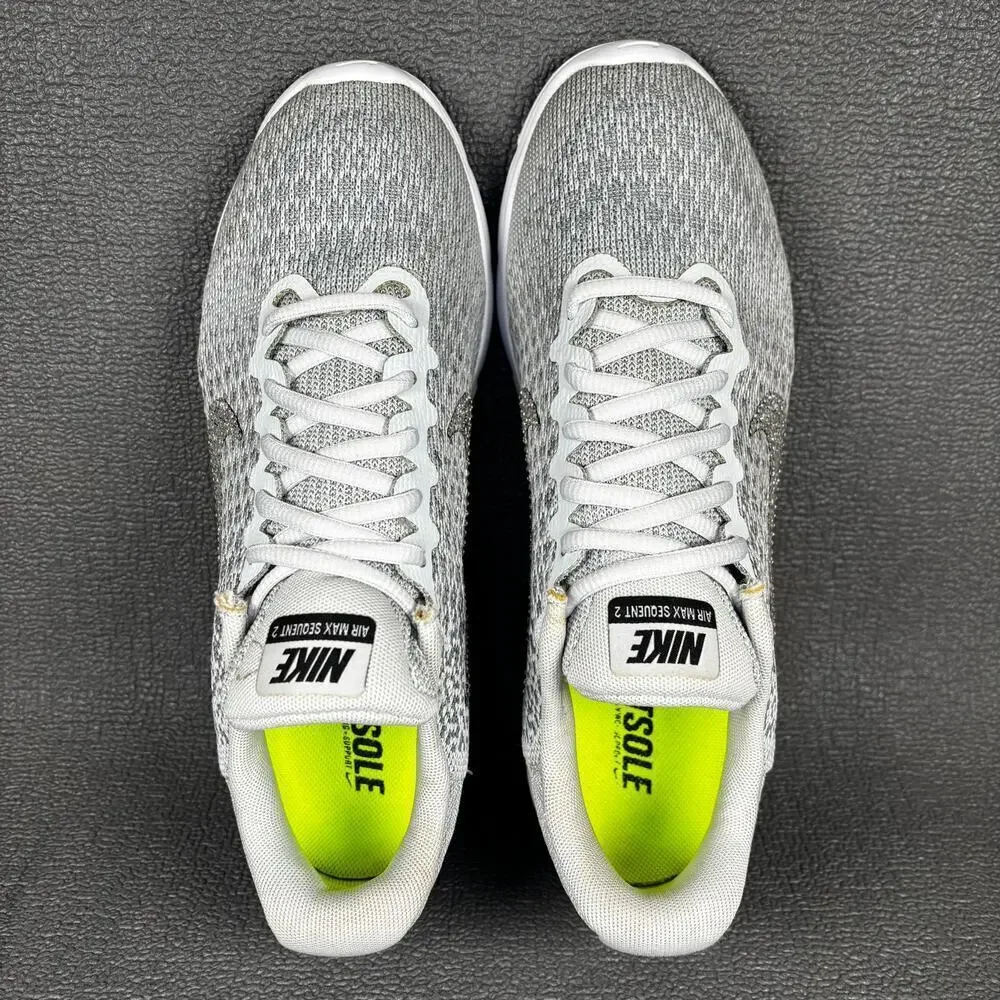 🔴 Nike Air Max Sequent 2 Women`s Size 8.5 Silver White Running Shoes 852465-001